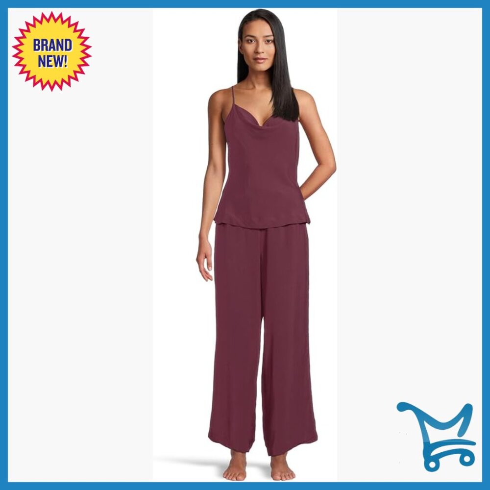 Silk Blend Pajama Set Small Sleek Cowl Cami Lounge Wear